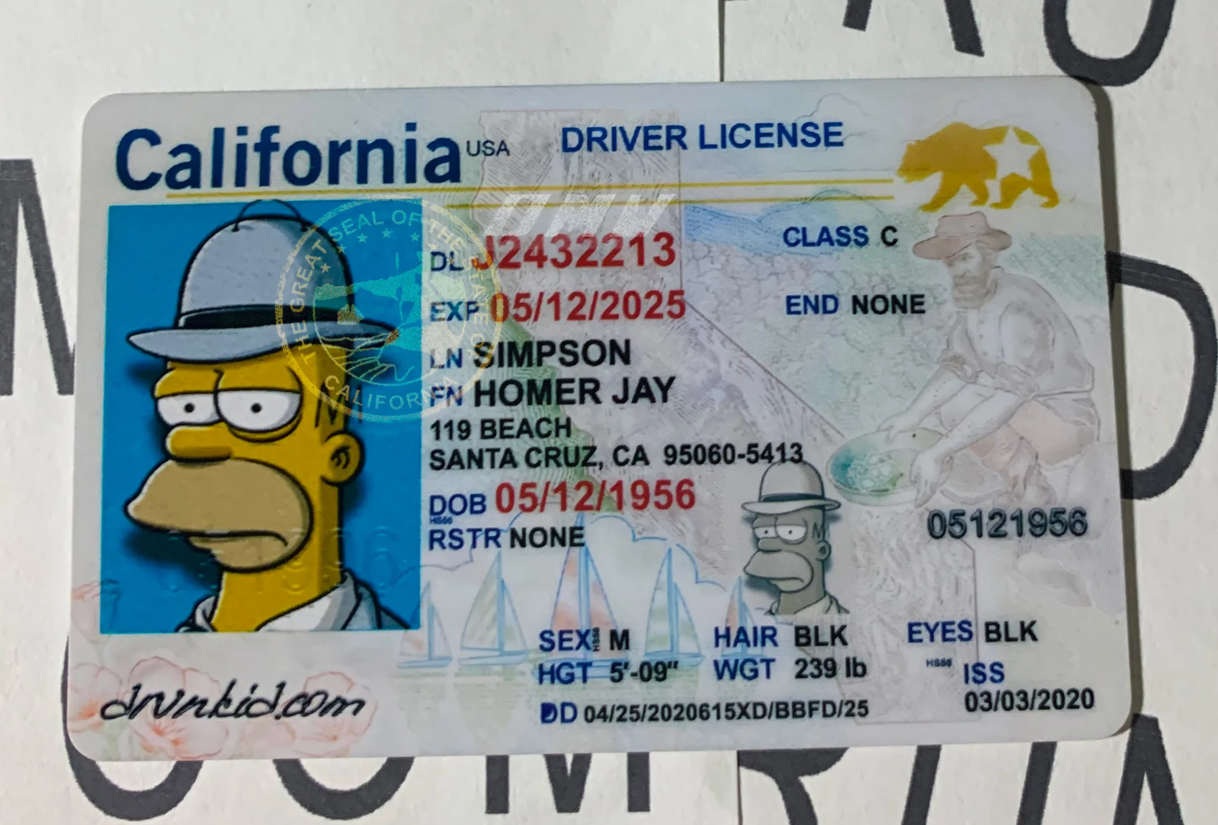 California fake ID card